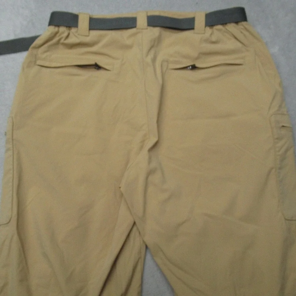 LL Bean Pants Mens Small Tan Flex Waist Belted Cargo SunSmart Hiking 30x33